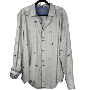 Robert Graham Scuba Diver Fish Novelty Print Shirt Men's 3XL Big & Tall